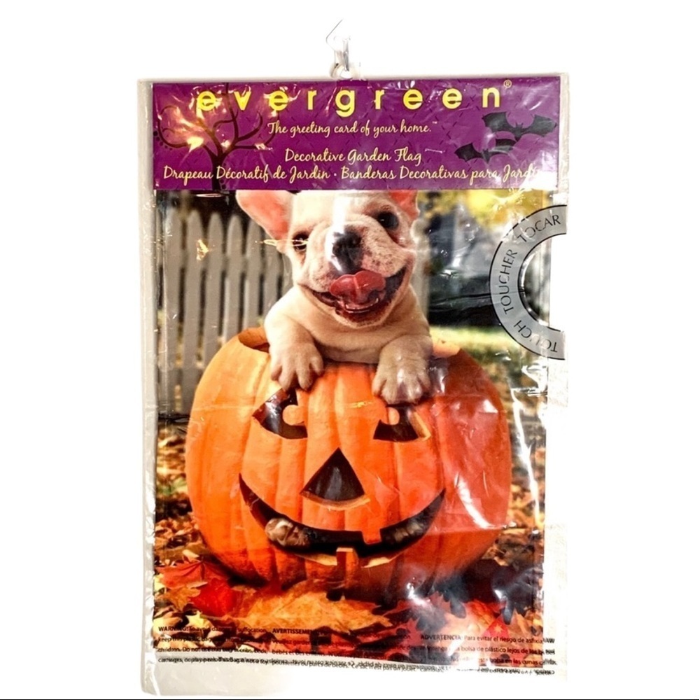 Evergreen Halloween Garden Flag New Pumpkin/Dog